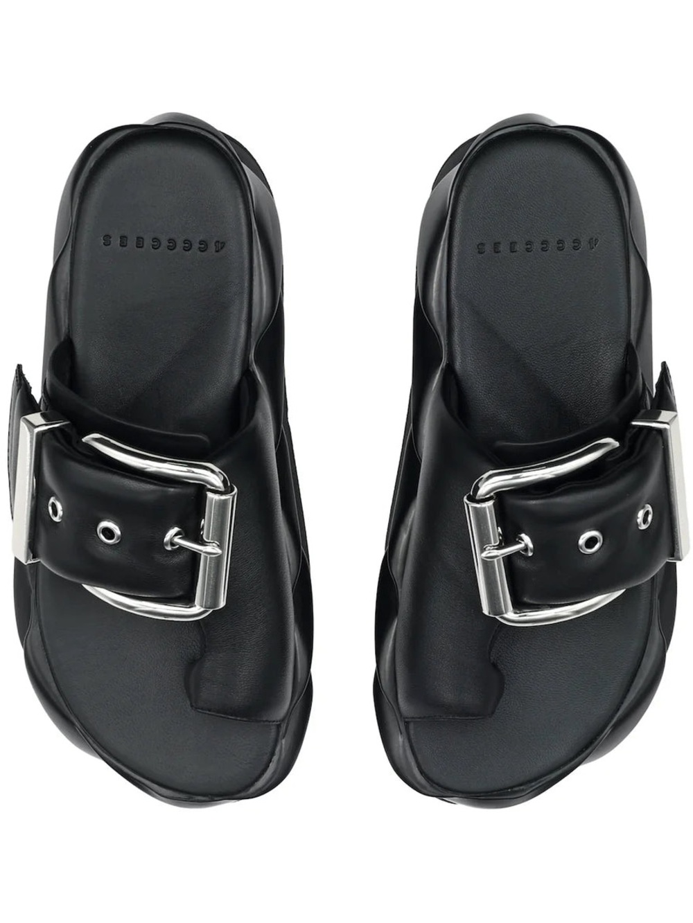 4CCCCEES - Mellow Glow Pure Black Goth Alt Chunky Platform Black Sandals - Picture 11 of 13